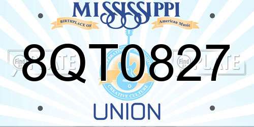 8QT0827 Mississippi License Plate