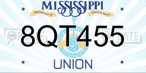 8QT455 Mississippi License Plate