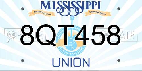8QT458 Mississippi License Plate