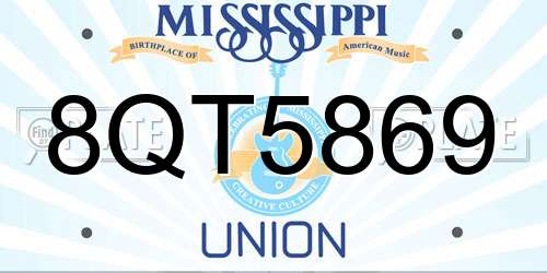 8QT5869 Mississippi License Plate