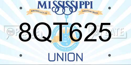 8QT625 Mississippi License Plate