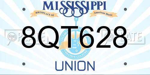 8QT628 Mississippi License Plate