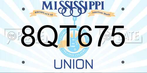 8QT675 Mississippi License Plate