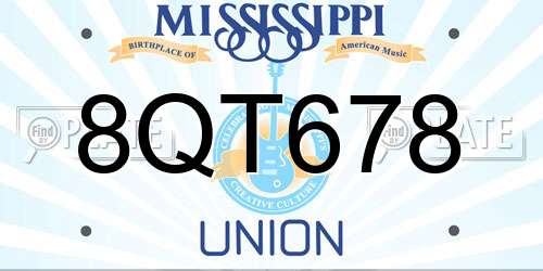 8QT678 Mississippi License Plate