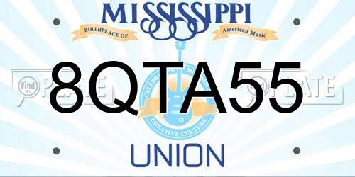 8QTA55 Mississippi License Plate
