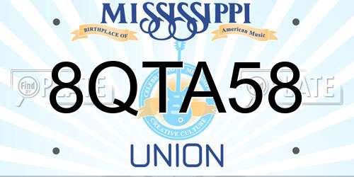 8QTA58 Mississippi License Plate