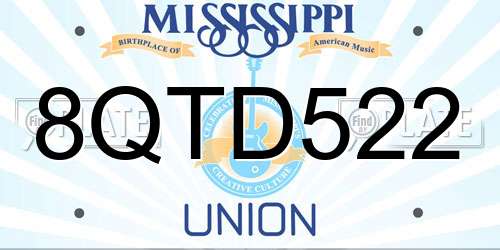 8QTD522 Mississippi License Plate