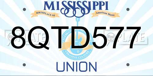 8QTD577 Mississippi License Plate
