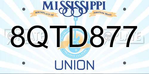 8QTD877 Mississippi License Plate