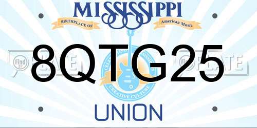 8QTG25 Mississippi License Plate