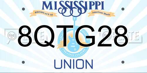 8QTG28 Mississippi License Plate