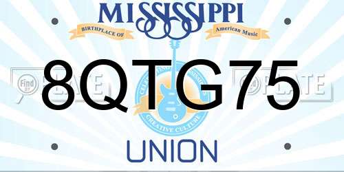 8QTG75 Mississippi License Plate
