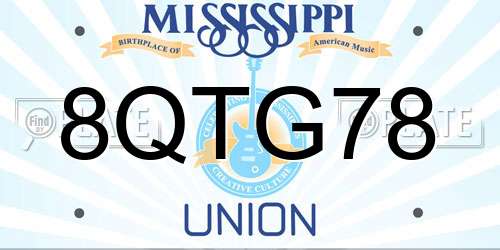 8QTG78 Mississippi License Plate