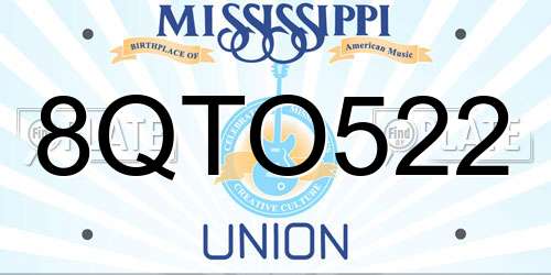 8QTO522 Mississippi License Plate