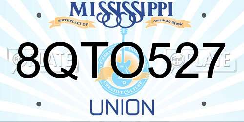 8QTO527 Mississippi License Plate