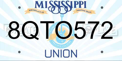 8QTO572 Mississippi License Plate