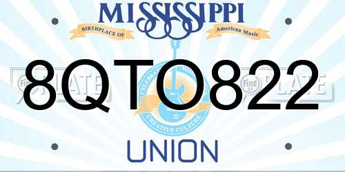 8QTO822 Mississippi License Plate