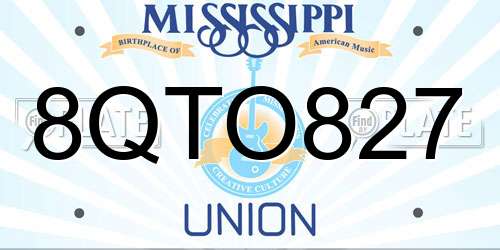 8QTO827 Mississippi License Plate