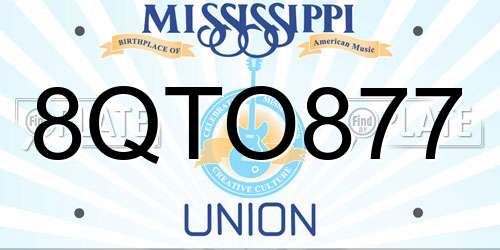 8QTO877 Mississippi License Plate