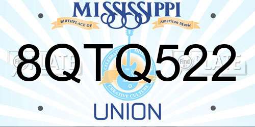 8QTQ522 Mississippi License Plate
