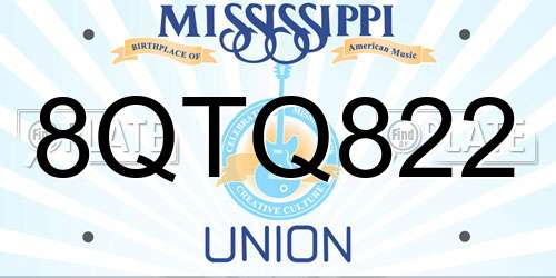 8QTQ822 Mississippi License Plate