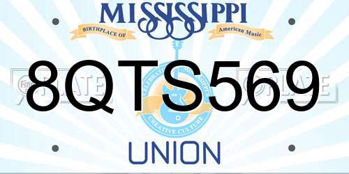 8QTS569 Mississippi License Plate
