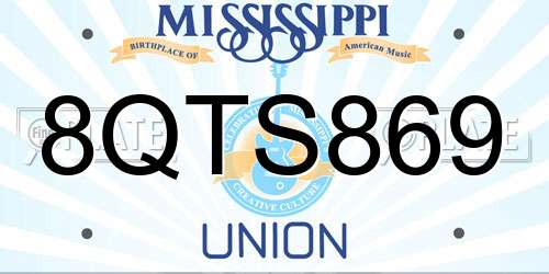 8QTS869 Mississippi License Plate