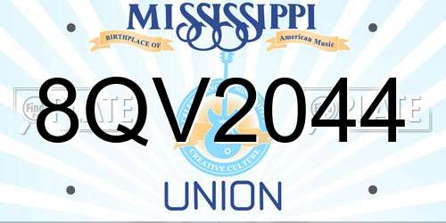 8QV2044 Mississippi License Plate