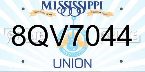 8QV7044 Mississippi License Plate