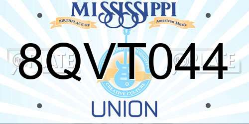 8QVT044 Mississippi License Plate
