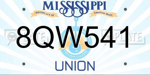 8QW541 Mississippi License Plate