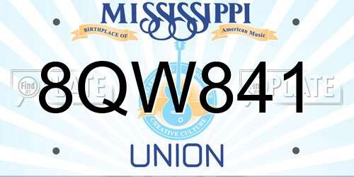 8QW841 Mississippi License Plate