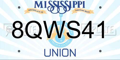 8QWS41 Mississippi License Plate