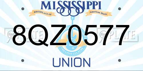 8QZ0577 Mississippi License Plate