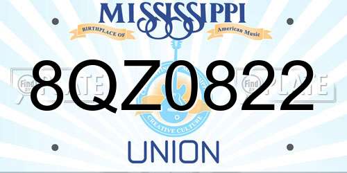 8QZ0822 Mississippi License Plate