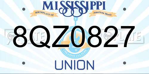 8QZ0827 Mississippi License Plate