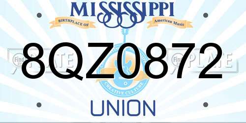 8QZ0872 Mississippi License Plate