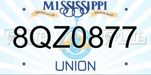 8QZ0877 Mississippi License Plate