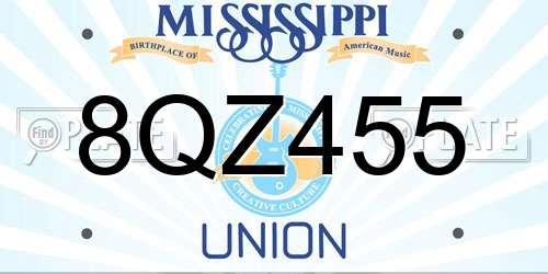 8QZ455 Mississippi License Plate