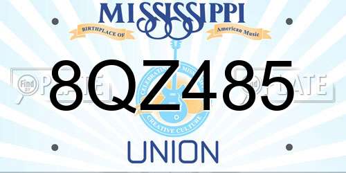 8QZ485 Mississippi License Plate