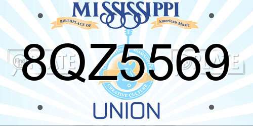 8QZ5569 Mississippi License Plate