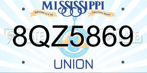 8QZ5869 Mississippi License Plate
