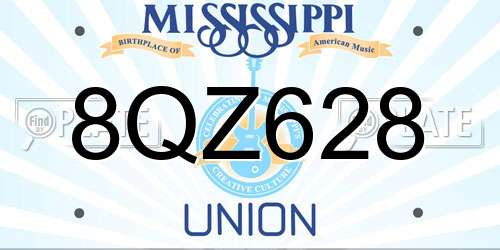 8QZ628 Mississippi License Plate