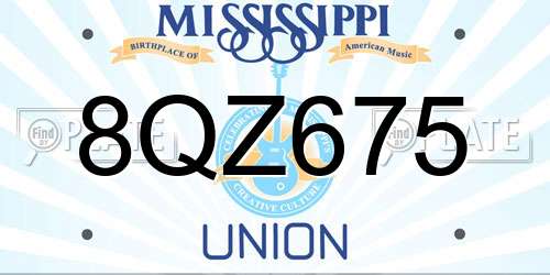 8QZ675 Mississippi License Plate