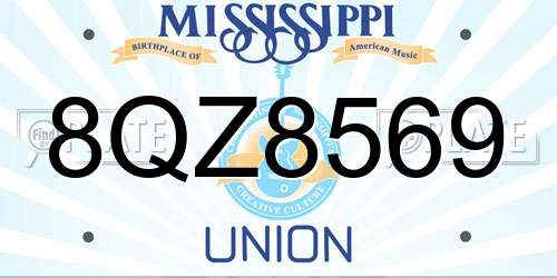8QZ8569 Mississippi License Plate