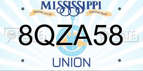 8QZA58 Mississippi License Plate