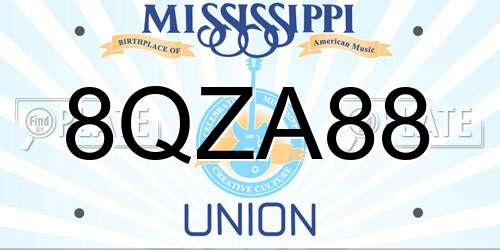 8QZA88 Mississippi License Plate