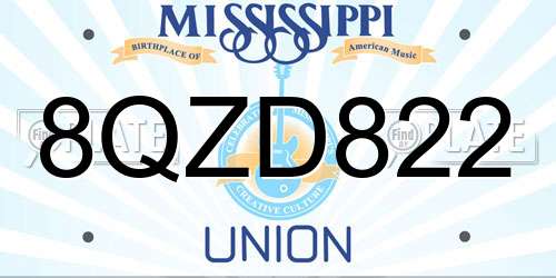 8QZD822 Mississippi License Plate