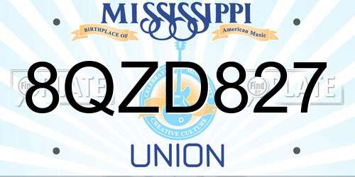 8QZD827 Mississippi License Plate