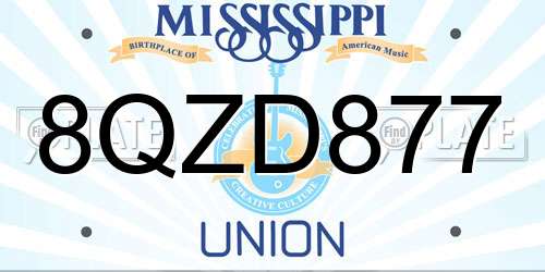 8QZD877 Mississippi License Plate